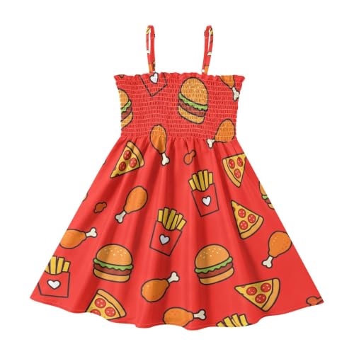 Girls Summer Dress Chicken Fries Twirl Toddler Strap Sundress PullOn 2T