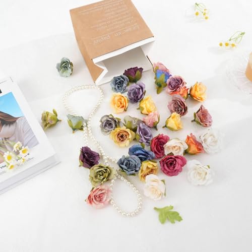 Image of VRB Dec 24pcs Eden Rose Artificial Flowers for Decoration,Artificial Flower,Flower for Hair Styling, for Pooja, for Home Decor,Diwali. (24 Pcs Fabric Eden Rose)