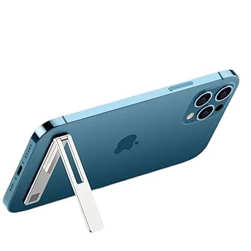 KolorFish Ultra Thin Mobile Phone Holder, Adjustable Angle Mini Alloy Kickstand Portable Phone Stand Foldable Horizontal/Vertical Desk Stand Holder (Silver)