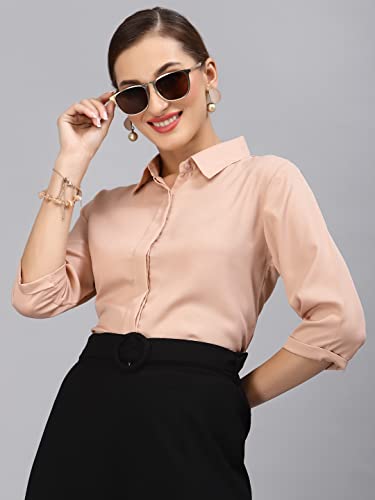 Image of Style Quotient Women Solid Aqua Green Polycrepe Formal Shirt