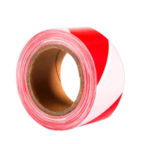 50 Meter Warning Tape - Red and White | 2 Inch Wide Barrier Tape | Non-adhesive Caution Tape for Marks off Dangerous Areas or Zones Construction Sites Roads Working Zones etc