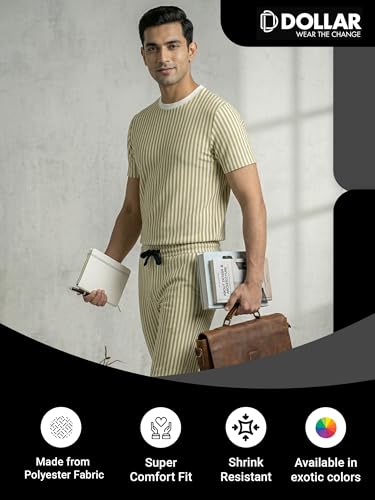Image of Dollar Men Co-Ord Set | Polyester Trackpants + T-Shirt | Regular Fit, Quick Dry & Breathable | Gym, Casual & Sportswear | Pack of 1