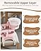BBsecure Booster Seat for Kitchen Chair, 3-in-1 Foldable Baby Booster Seat with Removable Dual Tray & 3-Point Harness, Portable Toddler Booster Chair for Dinning Table, Travel, Outdoor Camping, Pink
