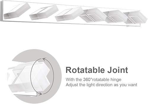 Miniatura 234 de Ralbay - Lámpara LED moderna y negra para tocador de baño, con 3 luces, accesorios de iluminación de pared de baño de acrílico Luz blanca