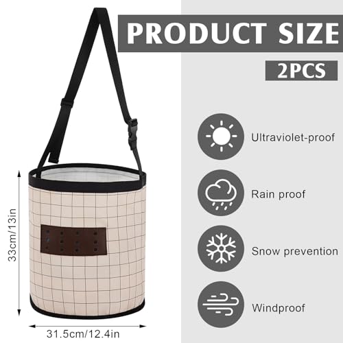 Cosblank Pacote com 2 sacos de alimentação para cavalos de lona ventilada de couro com alça ajustáve
