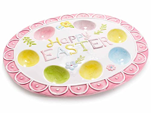 Gruppo Maruccia - Plato para huevos de cerámica de color - Para la mesa de Pascua - Idea de regalo - Diámetro 30,5 cm Cover