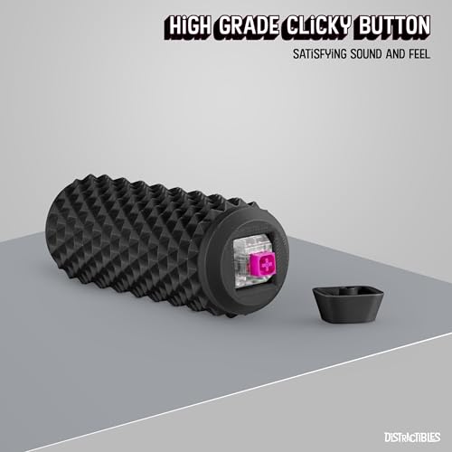 Image of Sensory Roller Fidget with Clicker, Tactile Spikes for Anxiety, Stress Relief, Pain Stim, Autism & Over Stimulation with Lanyard (Black)