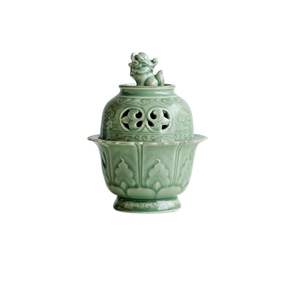 Incense Holder Base Chinese Celadon Incense Burner Indoor Agarwood Home Ceramic Meditation Accessories