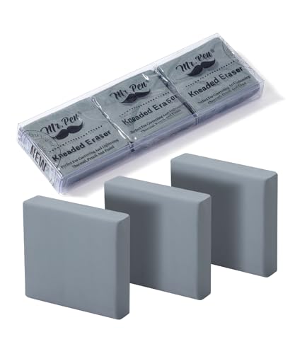 Image of Mr. Pen- Kneaded Erasers, 1.44 inch x 1.36 inch, 3 Pack, Gray
