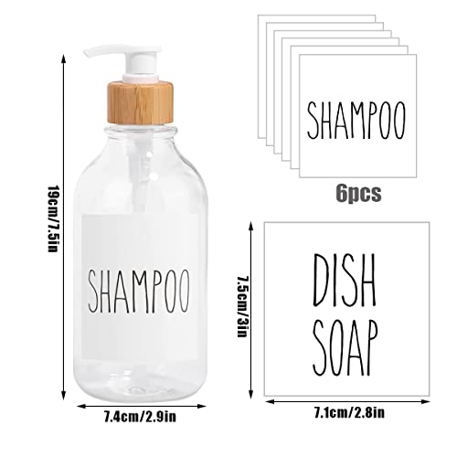 Shampoo And Conditioner Dispenser-Set Of 3-16 Oz Reusable Pump Bottle Dispenser For Bathroom With 6 Waterproof Stickers - Empty Plastic Refillable Containers For Shower (Clear) #TOP2