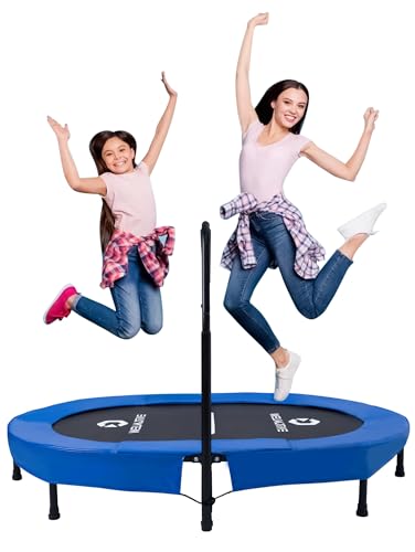 Foldable Oval Indoor Trampoline for 2 Quiet Rebounder with 40 Springs Supports up to 150kg Safe Fitness for Kids Adults Ideal for Weight Loss Muscle Toning