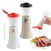 Set of 2 Salt and Pepper Shakers with Lids,Large Hourglass Moistur-e Proof Salts Shaker Pepper Food Containers for Cooking Kitchen Baking Salt Candy, Red and Black