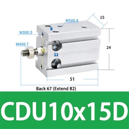 Petit vérin pneumatique CDU10X15D pour espace restreint - 3