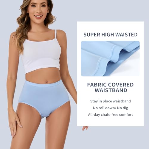 Image of Womens Underwear Pack,C Section High Waisted Tummy Control Moisture-Wicking Brief Underwear,plus size Panties 6Packs