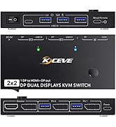 Dual Monitor DP KVM Schalten, MST 2 Ein 2 Aus Displayport KVM Umschalter Unterstützt Extend und M...