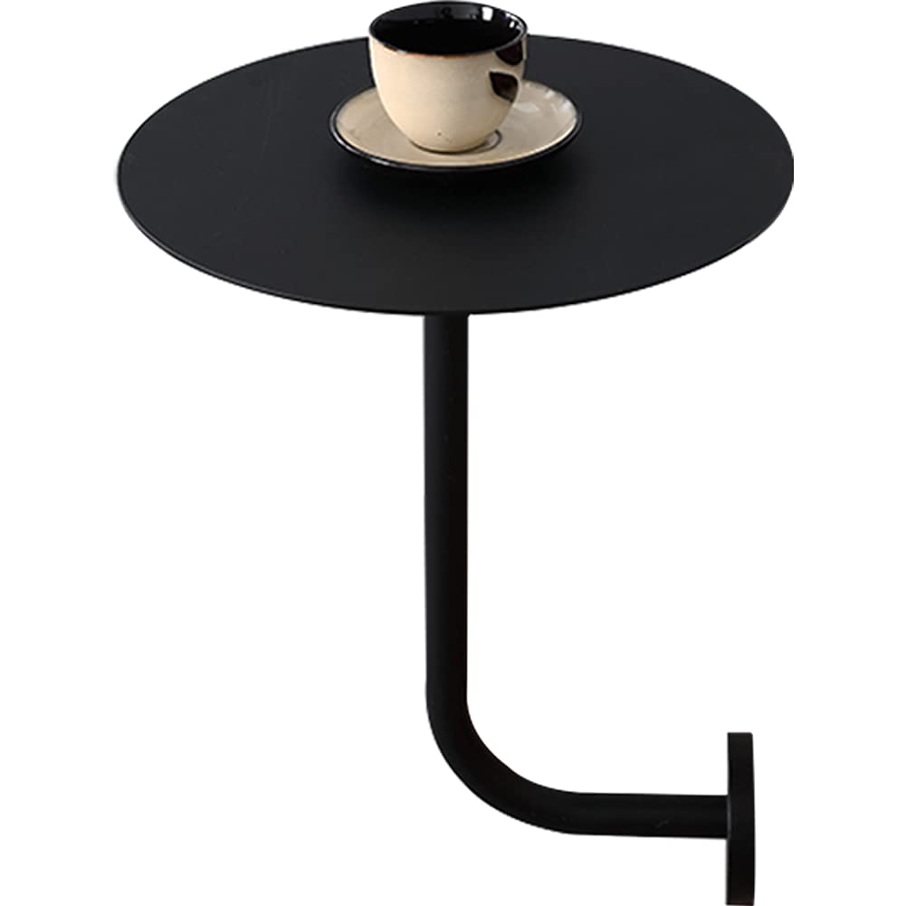 Kelendle Round Pub Table Black Bar Wall Mounted Cocktail Table Bistro Mid-Century Modern Dining Table Small Wall Desk with Metal Leg for Cafe Office