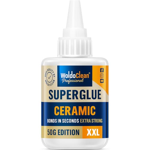 WoldoClean Super Glue for Ceramics and Porcelain 50g - Waterproof, high Temperature Resistant and no Smell