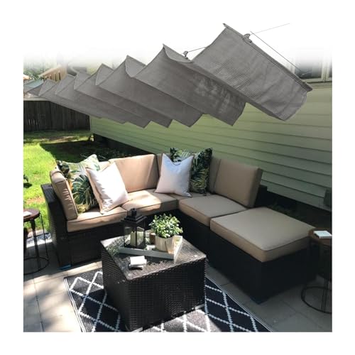 Retractable Wave Awning Cover, Replacement Pergola Awning, Slip Rope Retractable Waterproof Shade Sail, for Outdoor Gardens, and Gazebos, Patios, Decks,for Lawn Party(Size:W0.8*L3m/W2.62*L9.84ft)