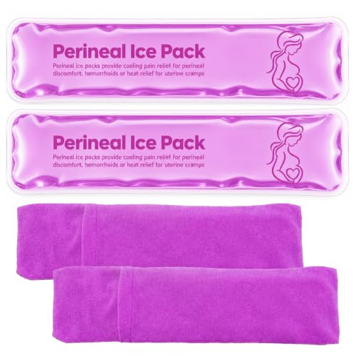 Image of Perineal Cooling Pad, Postpartum Cold Packs Gel Bead Ice Pack Cold Therapy for Women After Pregnancy and Delivery, 2 Ice Pack and 2 Cover (Purple Gel Ice Pack)