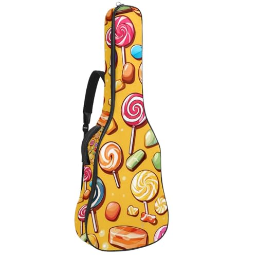 Housse guitare acoustique imperméable au motif bonbons jaunes pour transporter votre instrument