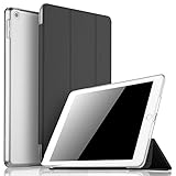 IVSO New iPad 2017 iPad 9.7 inch Case - Ultra Slim Smart Case with Semi-transparent PC Frosted Rubber Back Cover Auto Sleep/Wake Function for Apple iPad 9.7 inch 2017 Tablet(Black)