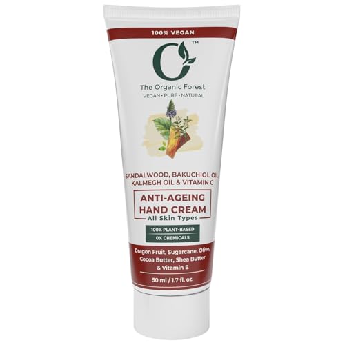 Plant-Based Anti Aging Hand Cream with SPF Protection | Hand Cream for Dry Cracked Hands | Bakuchiol, Dragonfruit, Shea Butter, Sandalwood & Vitamin C for Dry Hands | Wrinkle Help |