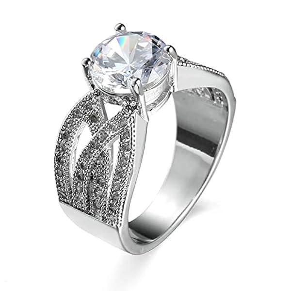 Womens Eternity trouwringen, sieraden ringen voor meisjes Vintage verweven ring verzilverd met zirconia