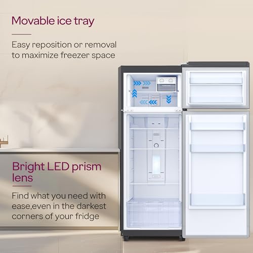 Image of Godrej 244 L 3 Star Wood Finish, 30 Days Farm Freshness, Frost Free Inverter Double Door Refrigerator (RT EONVOGUE 280C RI WT WD, Walnut Wood)