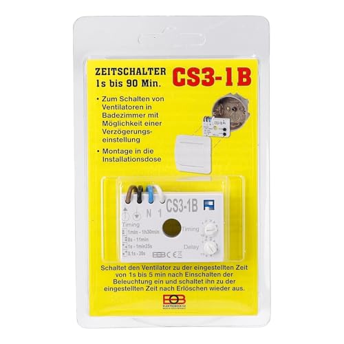 Preisvergleich Produktbild easyPART Kompatibel / Ersatz für EUROPART CS3-1B Elektrobock CS31B externes Nachlaufrelais Nachlaufzeit Timer Verzögerung Zeitschalter 1 Sek - 90 Min Steuerung Unterputz elektronisch 230V IP20 für Bad