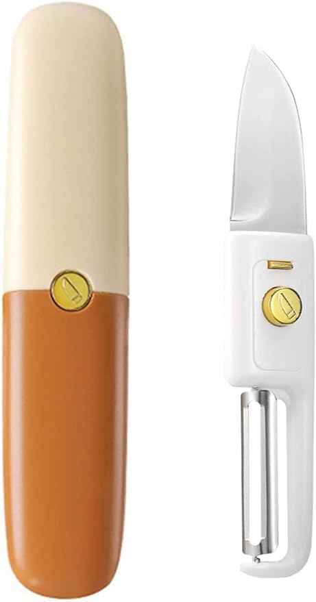 Knife Kitchen Knife Peeler Portable Knife for Fruit 2 in 1 Knife and Peeler for Kitchen Travel Knife with case Stainless Steel Bled Pack of 1
