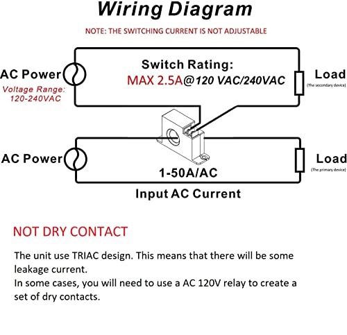 Crocsee Miniature Current Switch, Cs-Ts0, Normally Open Amp Sensor Monitoring Relay, Ac 1-50A Detectable #TOP6