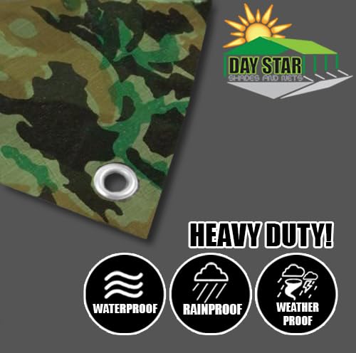 8 Mil Medium Duty Camouflage Poly Tarp Sun Shade Canopy Top (30' x 30')