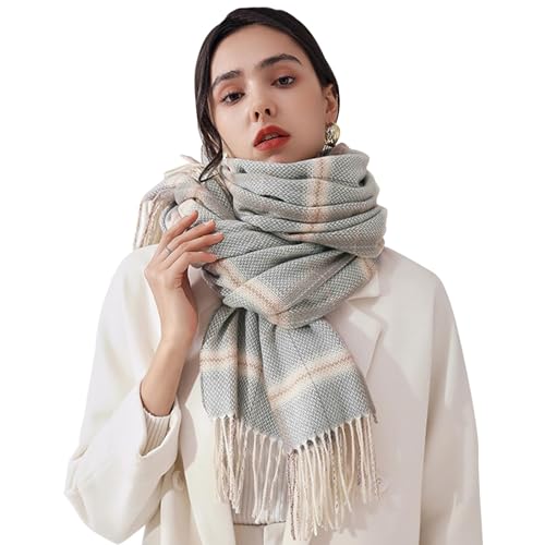 CINGHIA Bufanda Mujer Invierno, Pañuelo, Fular Caliente Unisexo 70 x 200cm (Gris Claro)