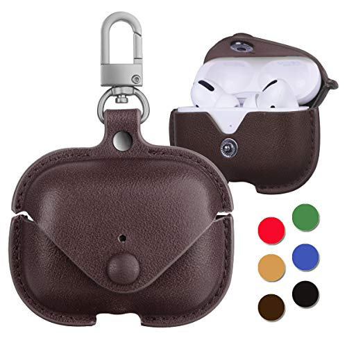 Leather Case for AirPods Pro with Keychain, Protective Case Cover Skin for AirPods