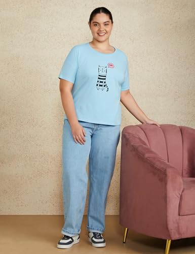 Image of Amazon Brand - Symbol Women Cotton Stretch Regular Fit Round Neck Half Sleeve T-Shirt (Available in Plus Sizes)