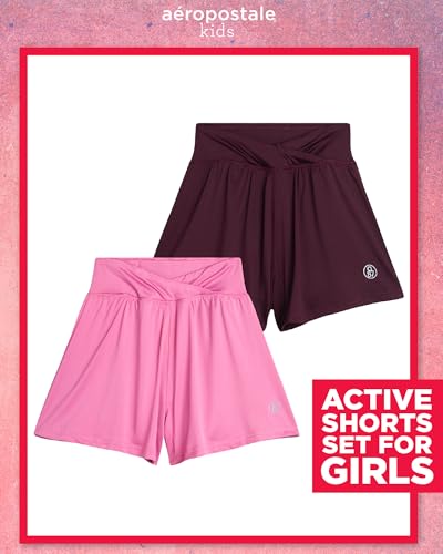 AEROPOSTALE Girls Butterfly Shorts - 2 Pack Performance Jersey Flowy Flutter Skirt with Attached Hidden Shorts (Sizes: 7-16)2