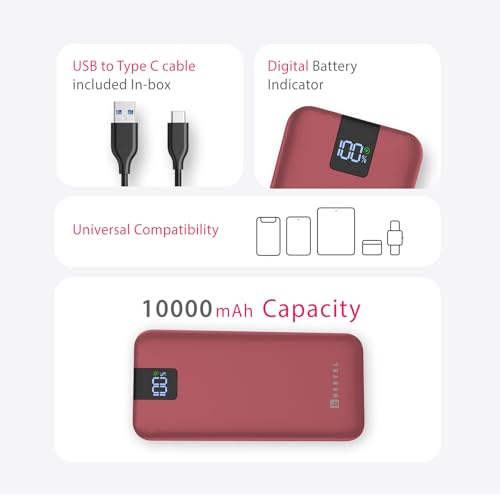 Image of Beetel Volte Series PB10 10000mAh Power Bank 22.5W Fast Charging | Triple Output QC3.0, PD3.0 & PPS | Pass Through Charging | Designed for Apple iPhone, Samsung, OnePlus and All Smartphones | Wine