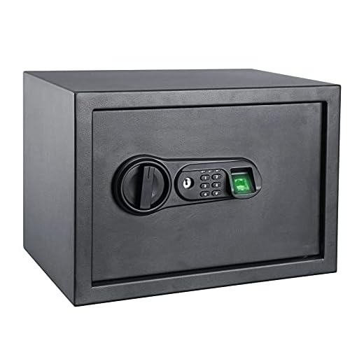 KYODOLED Small Home Security Safe with Biometric Fingerprint Lock,Deluxe Electronic Digital Code Safe Box Wall or Floor Mount,All Steel Structure with Shelf for Business,Secure Cash ,Passport ,Gun Jewelry ,0.75 Cubic Feet Black,13.8 x 9.8 x 9.8 Inches