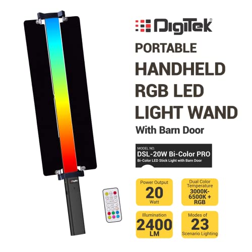 Image of DIGITEK DSL-20WB RGB Pro Combo Portable Handheld RGB LED Light Wand with Bran Door, NP F750 Battery & Remote for YouTube, Photo-Shoot, Video Shoot, Live Stream, Compatible with Smart Phone & Cameras
