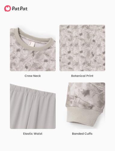 Image of PATPAT Little Girls Clothes Crew Neck Leopard Color Block Sweatshirt and Leggings Girls Outfits Size 4-12Y