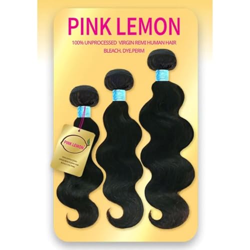 Pink Lemon Virgin Human Hair Weave 3 Bundles Body Wave (NATURAL, 10'12'14')