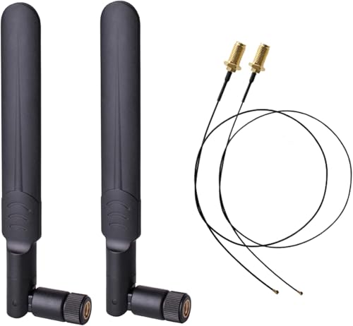 Image of NISTECH 6dBi RP-SMA LTE Flat Whip Antenna 2.4GHz 5GHz Dual Band WiFi (Pack of 2) 1.13 Cable RP-SMA Female 30cm Antenna+2 x 30CM RP-SMA IPEX-1 (2 pcs)