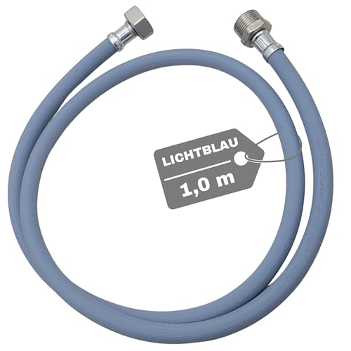 LICHTBLAU Rallonge de tuyau d'arrivée d'eau avec filetage métallique I 1,0 m I raccordement machine à laver lave-vaisselle I 3/4 Iutilisable universellement indépendamment du fabricant