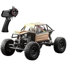 Remote Control Car, 2.4GHz 118 Scale RC Crawler, 4WD All Terrain Off Road RC Rock Crawler, Climbing Buggy Vehicle with LED Headlights and Rechargeable Battery Gifts for Adults Beige