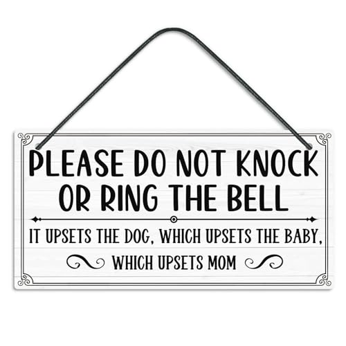 Image of Putuo Decor Do Not Ring Doorbell Sign Sleeping for Front Door PVC Shhh is Sleeping Do Not Knock or Ring Doorbell Door Knob Hanger Sign for Home Room Nursery Kindergarten Decor