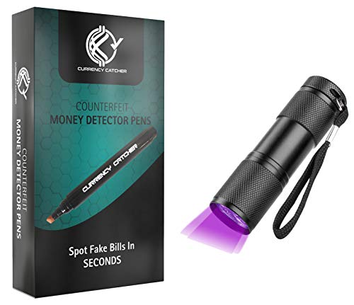 12 Pack Counterfeit Pens with UV Light - Counterfeit Bill Detector Pens for US Currency - Markers and Ultraviolet Flashlight Easily Detect Fake Money