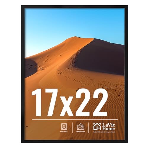 Image of LaVie Home 17x22 Picture Frame for Wall Display, 17x22 Black Picture Frame with HD Plexiglas, 17 x 22 Poster Frame 1 Pack, Display Frame for Vertical or Horizontal, Classic Collection