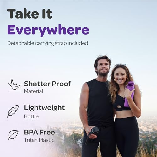 Hydracy Water Bottle with Time Marker - Large 1 Litre BPA Free Water Bottle - Leak Proof & No Sweat Gym Bottle with Fruit Infuser Strainer -Ideal for Fitness or Sports & Outdoors -Berry Blue