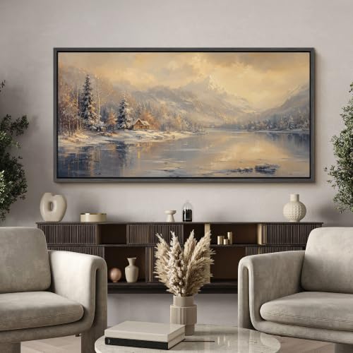 Image of MUDECOR Extra Large Framed Canvas Print Wall Art Cabin Art for Living Room