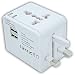 CRAZY AL'S CA613(2.1A) Worldwide Universal International Travel Adapter, with 2 USB Charging Ports & Universal AC Socket,Suitable for Apple, Samsung, Sony, BlackBerry, HTC,etc. White